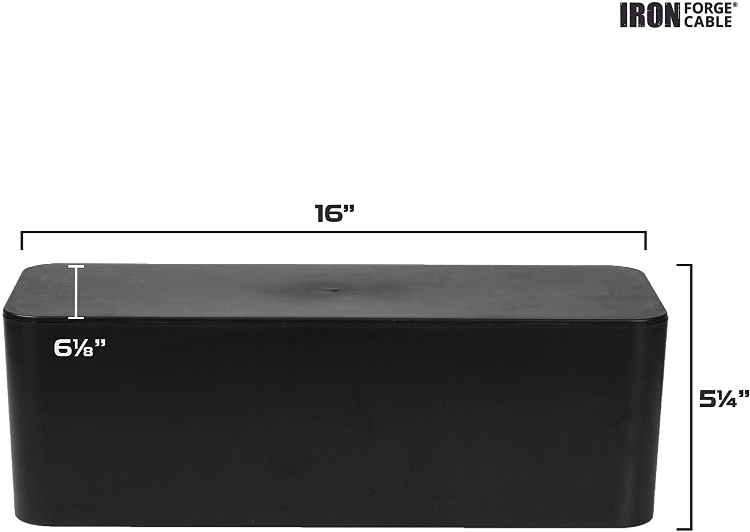 Iron Forge Cable Large Cable Management Box - Black Cord Organizer and Hider for Wires, Power Strips, Surge Protectors & More - Includes Cable Sleeve, Hook and Loop Keepers, Zip Ties & Clips