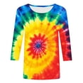 thumbnail image 5 of CYMMPU Blouses for Women Dressy Casual Round Neck Fall Fashion Shirts Spring Tops 3/4 Sleeve Tie Dye Tunic Tops Loose Fit Ombre T-Shirts S, 5 of 5