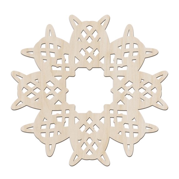 Mandala Wooden Wall Art, Rococo Royal Design Geometric Ornament, Birch Wood Plywood Rustic Wall Art Accent for Hallway Bedroom Living Room Cafes and Offices, 11.4" X 11.4" X 0.1", by Ambesonne