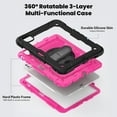 thumbnail image 3 of ELEHOLD Full Body Protective Case for iPad Pro 11 inch 2024,Heavy Duty 3-Layer Protection Case Built-in Screen Protector 360° Rotating Kickstand Handstrap Shoulder Strap Shockproof Cover,Black+Rose, 3 of 8
