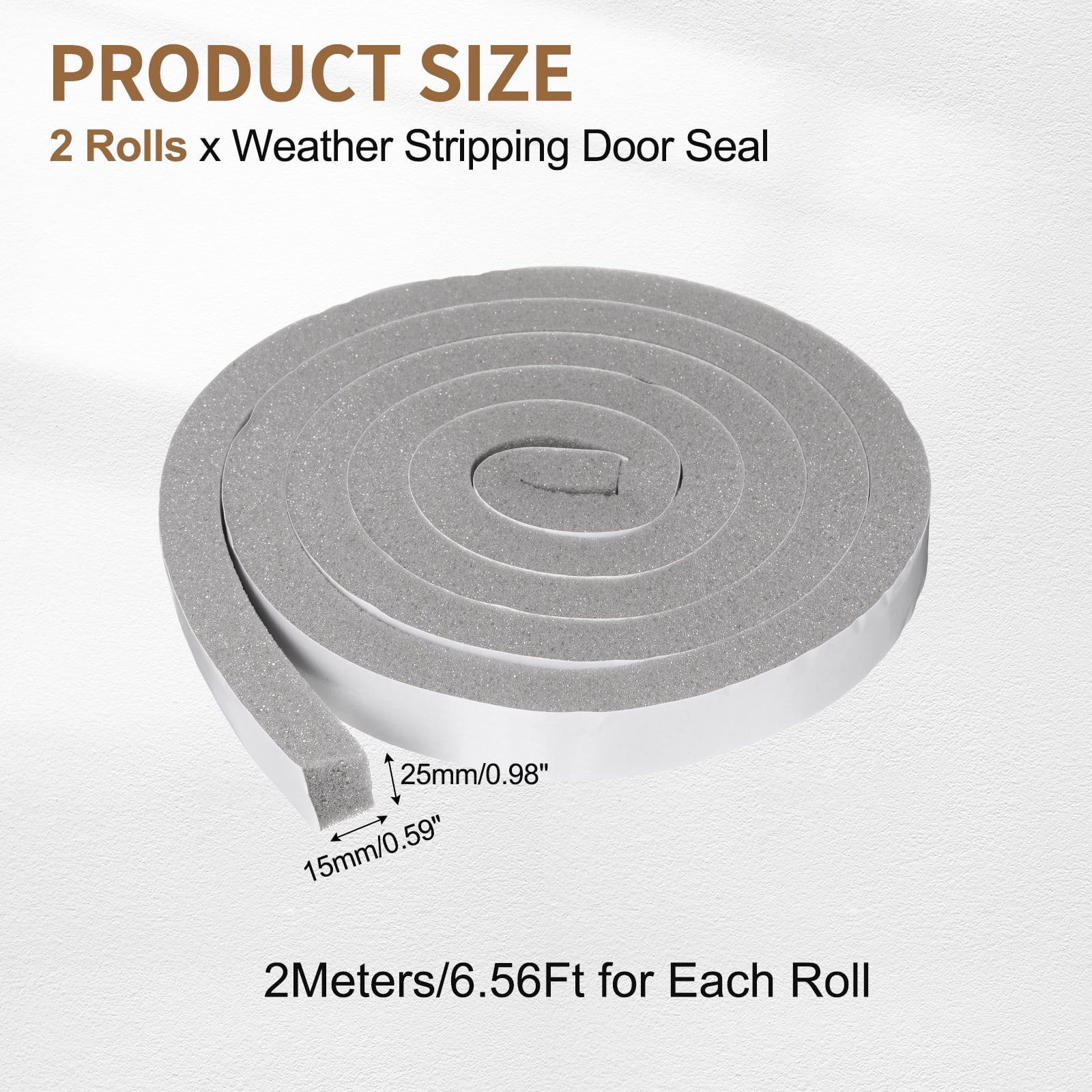 1" x 9/16" Foam Weather Stripping, Self Adhesive Door Seal Insulation Strips, Soundproofing Foam Seal Tape for Door/Window, Air Conditioning (13.12 Ft Total Length in 2 Roll)