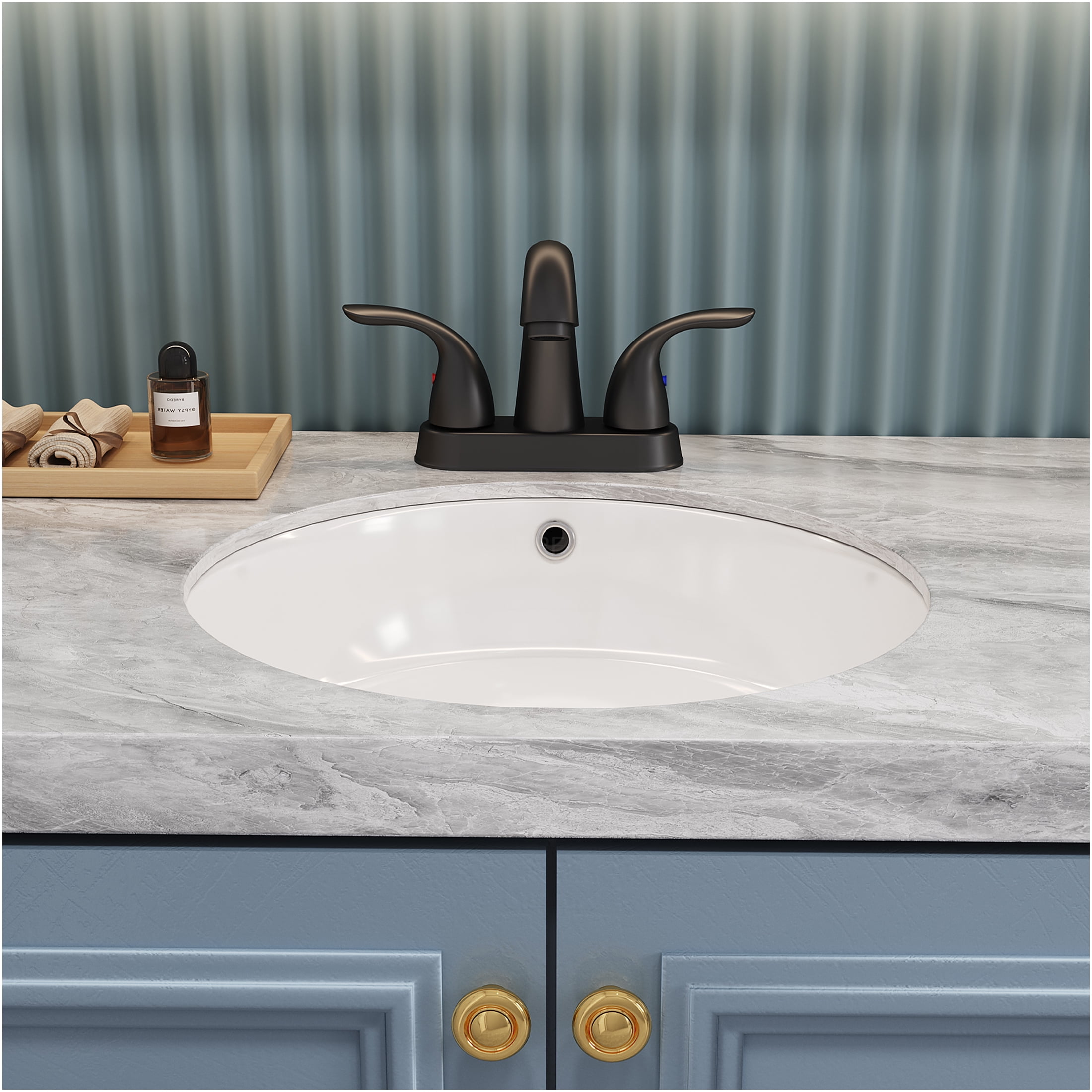 JERFIT 5.45" 2-Handle Bathroom Sink Faucet with Deck Plate, Matt Black Finish, 2 or 3 Holes, CUPC Certified, Ceramic Disc Cartridge for Drip-Free Performance