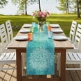 thumbnail image 4 of Table Runners 72 Inches Long Dress Scarves, Turquoise Boho Farmhouse Kitchen Table Runner, Coffee Tablerunners, Oriental Abstract Motifs Traditional Bohemian 18x72 Inch, 4 of 9