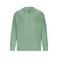 thumbnail image 5 of Eryao Oversized Hooded Sweatshirt Men Waffle Long Sleeve Pullover Hoodies Soft lIGHTWEIGHT Athletic Drawstring Hoodie with Pocket,Green,M, 5 of 8