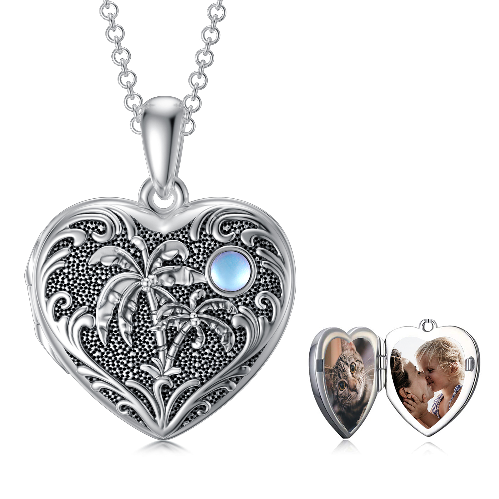 AOBOCO Palm Tree Heart Necklace with 