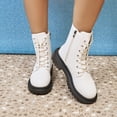 thumbnail image 5 of White Women Lace Up Boots Low Heel Solid Color For Comfortable Winter Wear, 5 of 9