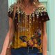 thumbnail image 1 of Puntoco Tallas grandes Mujer Manga corta Impreso Cuello en V Tops Camiseta Blusa Puntoco Puntoco-2438, 1 of 3