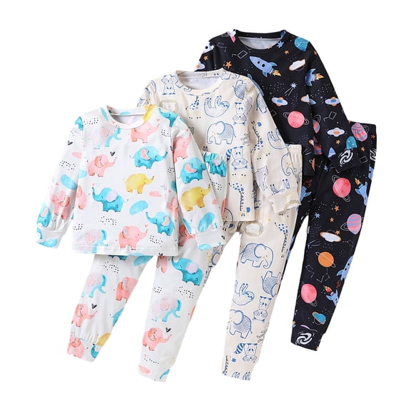 GCETTIC Boys Pajama Set Pajama Sets for Toddler Boys Girls Baby Kids Ultra-Soft Snug Fit Pjs Sleepers for Birthday Holiday Black,9-12 Months