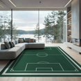 thumbnail image 2 of ODIKA 8'x10' Washable Area Rug Non-Slip Chair-Friendly Mat Field Bold Stripe Borders Center Circle Themed Doormat Door Soccer Playful for Dining Room, Large Office, Lounge, 2 of 7