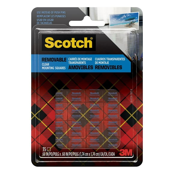 Scotch® Removable Clear Double-Sided Mounting Squares 859S-ESF, 11/16 in x 11/16 in (1.7 cm x 1.7 cm)