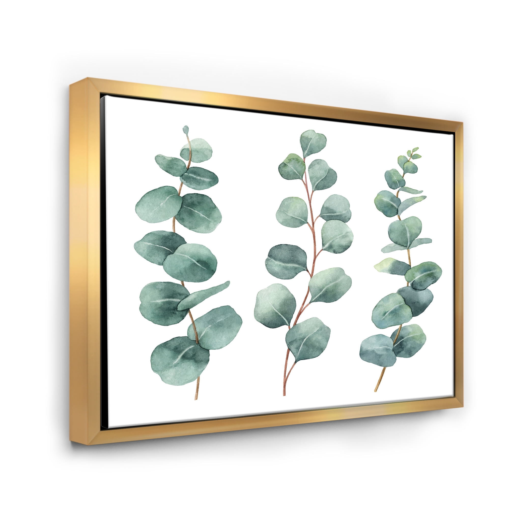 Designart 'Young Eucalyptus Branches and Leaves I' Traditional Framed Canvas Wall Art Print