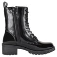thumbnail image 3 of Top Moda Women Combat Army Style Boots Lace Up Side Zipper Lug Sole Booties Black Patent 7.5, 3 of 4