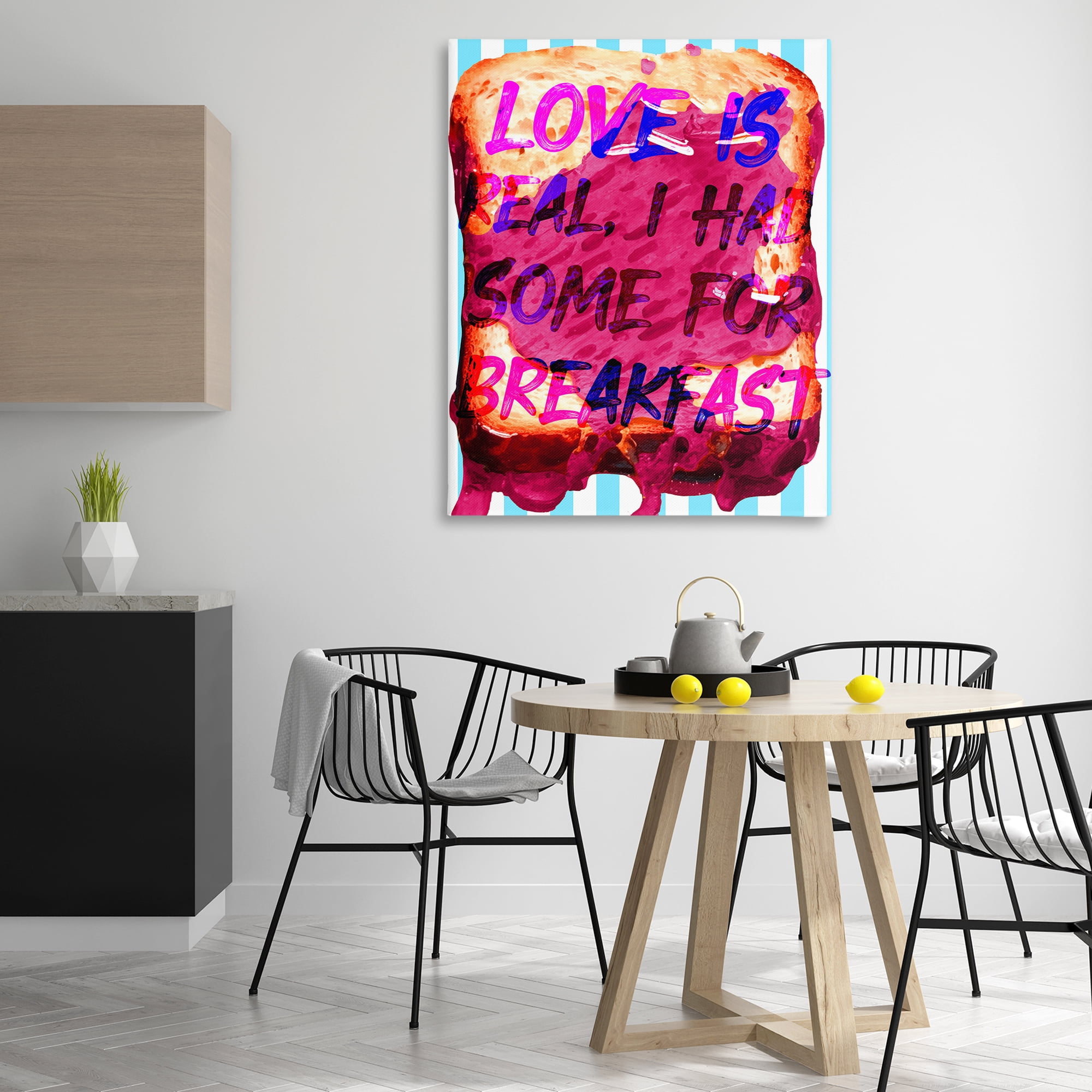 Stupell Industries Love Is Real Breakfast Food & Beverage Painting Gallery Wrapped Canvas Art Print Wall Art, 36 x 48