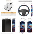thumbnail image 5 of Jeiento Sea Turtle Car Accessories Sets with Auto Seat Protector Steering Wheel Cover Seatbelt Pads Trash Bin Rearview Mirror Cover Coasters Keychain Lipstick Holder Auto Decor for Van Truck 13pcs, 5 of 7