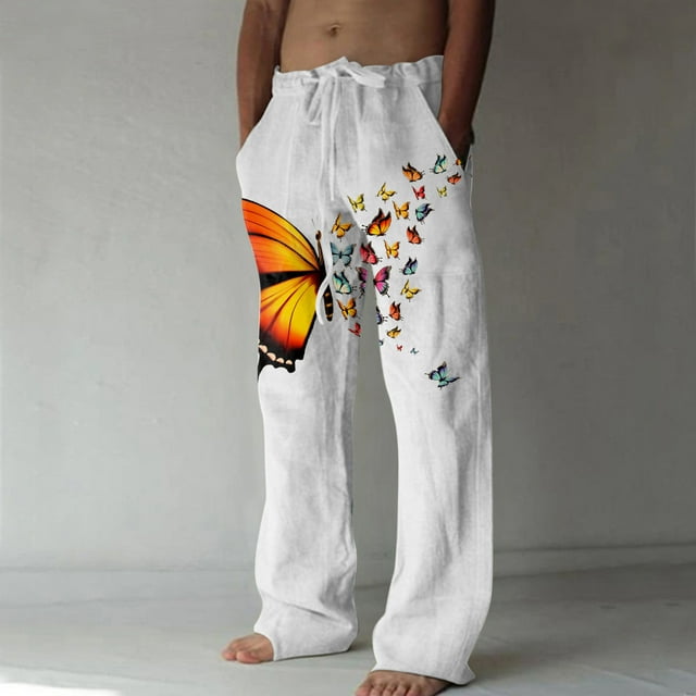 Pantalones largos casuales de pierna ancha para hombre, pantalones casuales estampados con cordones, pantalones de pierna ancha, pantalones deportivos, pantalones largos, pantalones para hombre