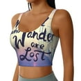 thumbnail image 2 of Goofa Not All Those Who Wander Are Lost Printed Sports Bras for Women, High Impact Running Bra Workout Crop Tank Tops Longline Sports Bra Push up-X-Large, 2 of 9