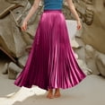 thumbnail image 4 of Women’s High Waist Pleated Maxi Skirt Elegant A Line Long Skirt Flowy Lightweight Skirt for Casual and Formal Wear Purple S, 4 of 8