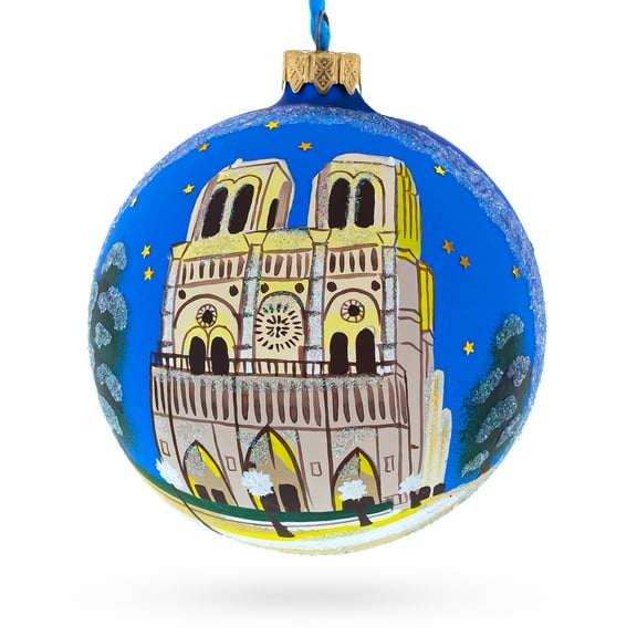 Notre-Dame De Paris, France Glass Ball Christmas Ornament 4 Inches