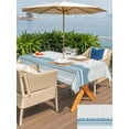 thumbnail image 5 of Outdoor Tablecloth with Umbrella Hole for Patio/Picnic/Party/Camping, Blue Striped Waterproof Table Cloth Rectangle Table Cover Washable, Abstract Modern Geometric Stripes (60"x 102"), 5 of 8