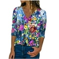 thumbnail image 1 of Blusa Gegular de manga larga con cuello en V informal para mujer Pompotops  gfhjh5498, 1 of 4