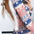 thumbnail image 4 of Leesechin Women's Sleepwear Set Loungewear Christmas Snowflake Print Feather Trim Button Front Adult Onesie Home Wear Siamese Pajamas, 4 of 6