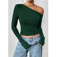 thumbnail image 5 of PRETTYGARDEN Women's Long Sleeve Off Shoulder Tops Fall Fashion Ruched Fitted Going Out Shirts Blouse Trendy Clothes, 5 of 10