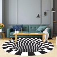 thumbnail image 3 of Alfombra Redonda con Ilusión Óptica 3D, Alfombra No Libre, Felpudo no Tejido Blanco y Negro para decoración del hogar, Almohadas de Alfombra A (60 cm), 3 of 3