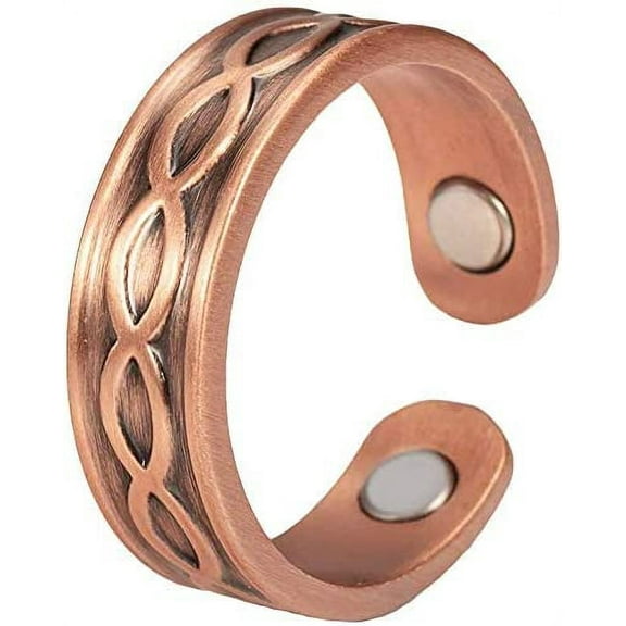Infinity Design Pure Copper Magnetic Rings, Adjustable Size,Vintage Copper Jewelry,Gift for Mom Wife