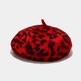 thumbnail image 1 of WIZUTIZ Béret Chaud à Imprimé Léopard pour Femmes, Mode Décontractée, Rouge, jusqu'à 60 % de Rabais, 1 of 3
