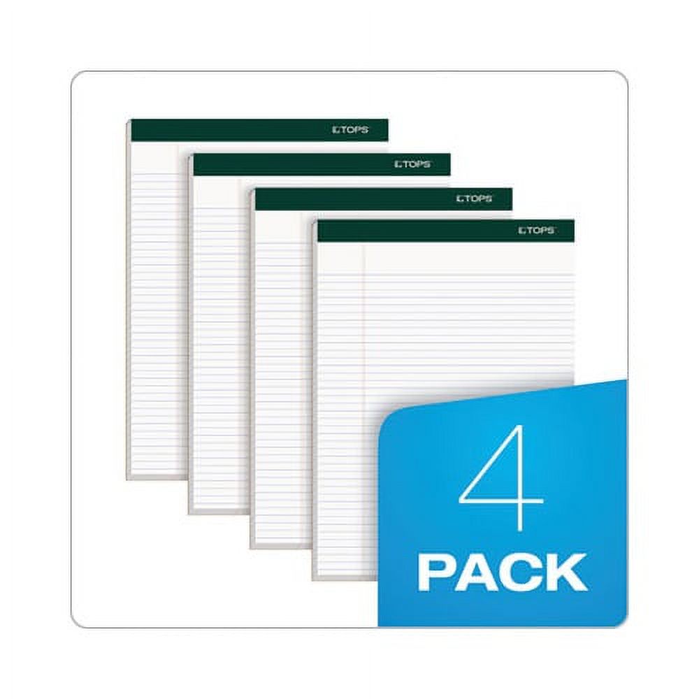 Double Docket Ruled Pads Narrow Rule, 8.5 x 11.75, White, 100 Sheets, 4/Pack