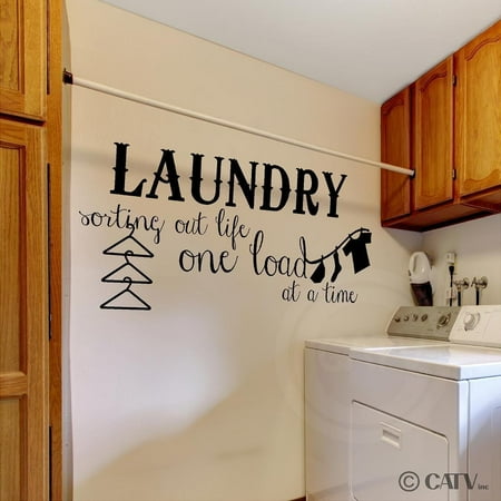 - Laundry Sorting Out Life One Load at a Time Vinyl Lettering Wall Decal Sticker (16'H x 38'L, Black)