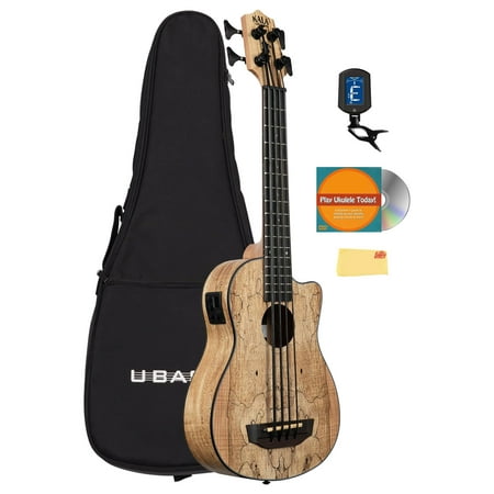 Kala UBASS-SP-MAPL-FS Spalted Maple Acoustic-Electric U-Bass Bundle with Gig Bag, Tuner, Austin Bazaar Instructional DVD, and Polishing Cloth