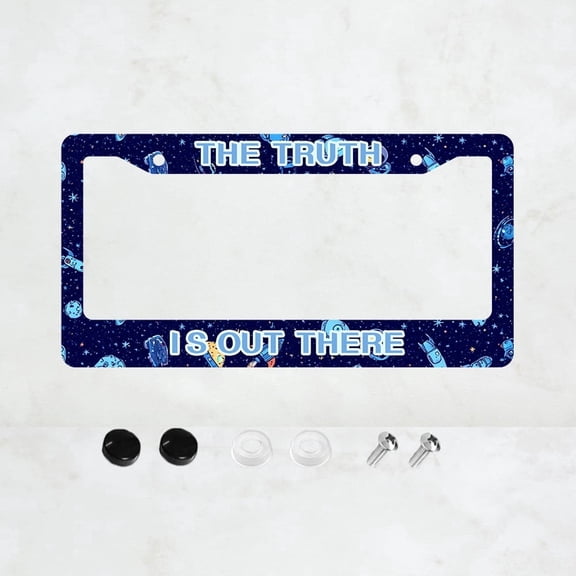 The Truth is Out There License Plate Prame Aluminum Auto Parts License Plate Decorative Screws Fit Standard 2 Holes 1 U.S. License Plate, 12.2x 6.3 Inch