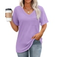 thumbnail image 6 of SHITINN Womens T Shirts V Neck Short Sleeve Summer Tops Casual Basic Tees 2025 Trendy Short Sleeve Tops for Women Womens Shirt Summer Tops for Women 2025, 6 of 9