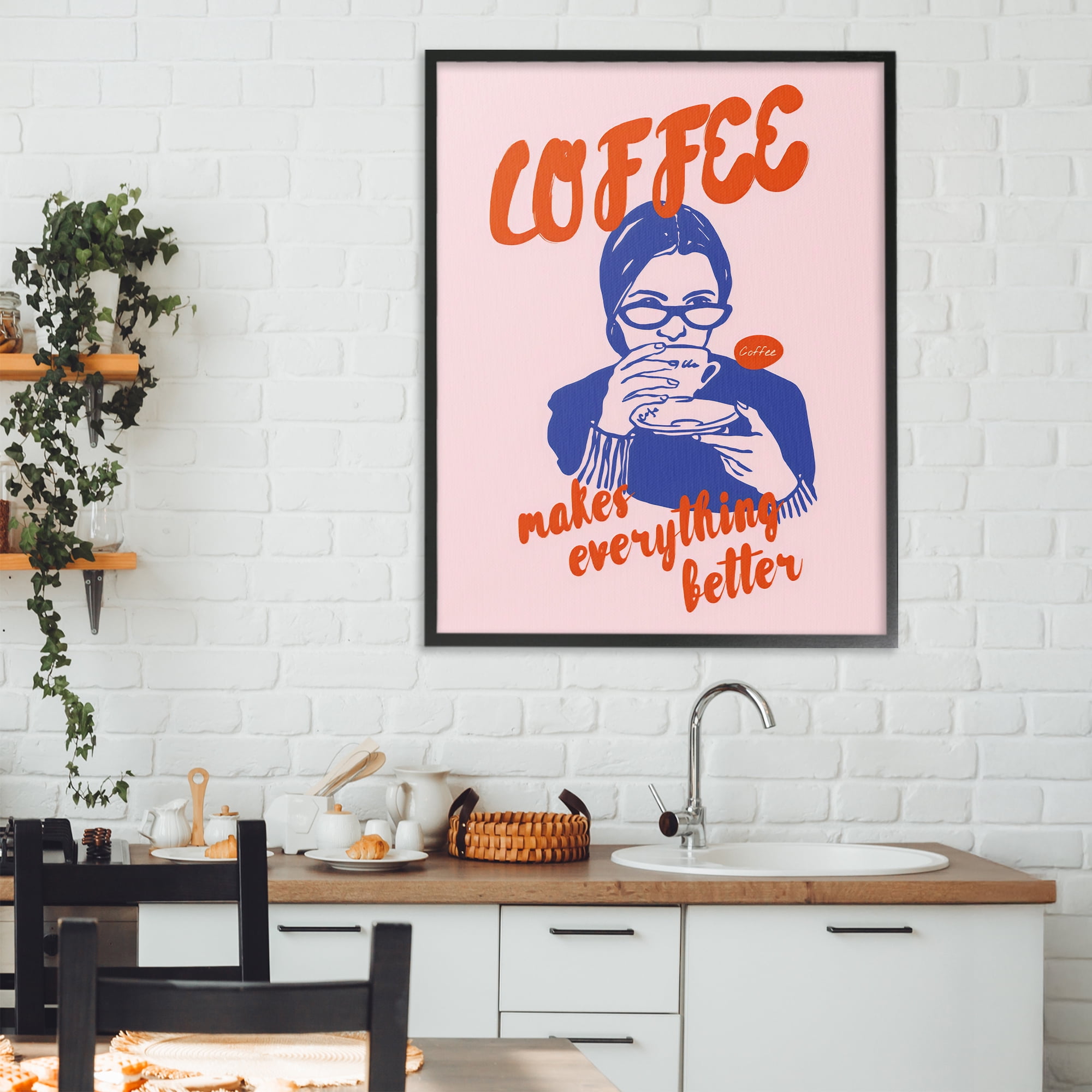 Stupell Industries Coffee Makes Everything Better Black Framed Giclee Art, design by The Prints Vibe