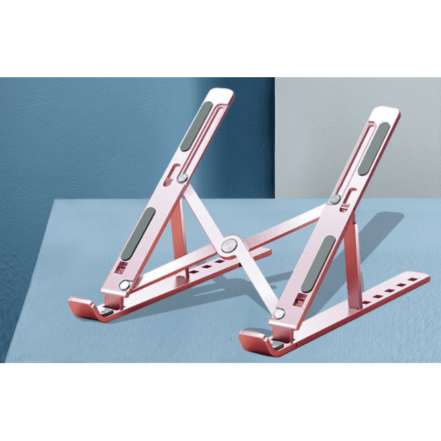 Mistaha Support d'Ordinateur Portable Réglable à 6 Niveaux Support Pliable en Alliage d'Aluminium Antidérapant Rose