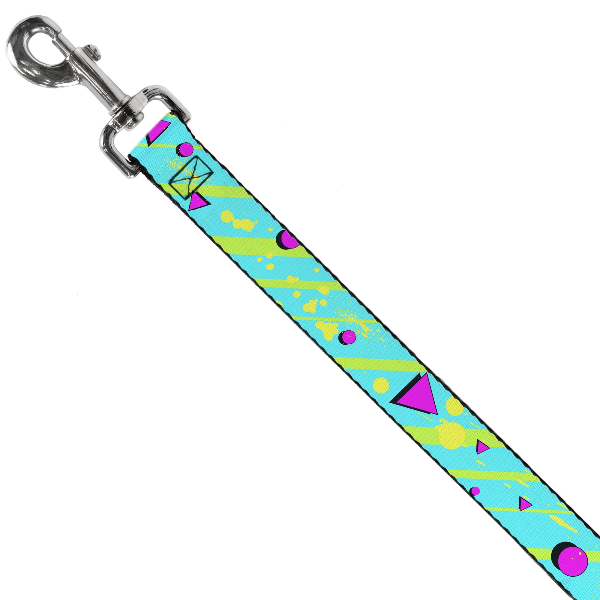 Buckle-Down Pet Leash, Dog Leash, Eighties Party Blue Yellow Pink, 6 Feet Long 1.0 Inch Wide