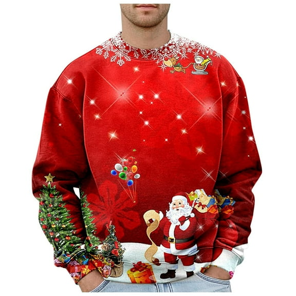 Mens Hoodies Mens Christmas Plus Size Hoodless Pullovers Fashion Sweatshirts Holiday Logo Print Clothing Tops Hop Oversized Sweatshirts Solid Sweaters Men S Full Zip Hoodies under 10 Casual Gr Red XL