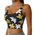 thumbnail image 2 of Bixox Women's Lilies Flowers Pattern Fitness Navel Tank Top U-Back Yoga Tank Top Sweatshirt Sports Bra, 2 of 7