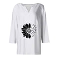 thumbnail image 3 of JULMCOMO Summer Tops for Women 2024 Button Down V-Neck Blouses 3/4 Sleeve Fashion T-Shirts Sunflower Print Casual Clearance Tops Tunic, 3 of 5