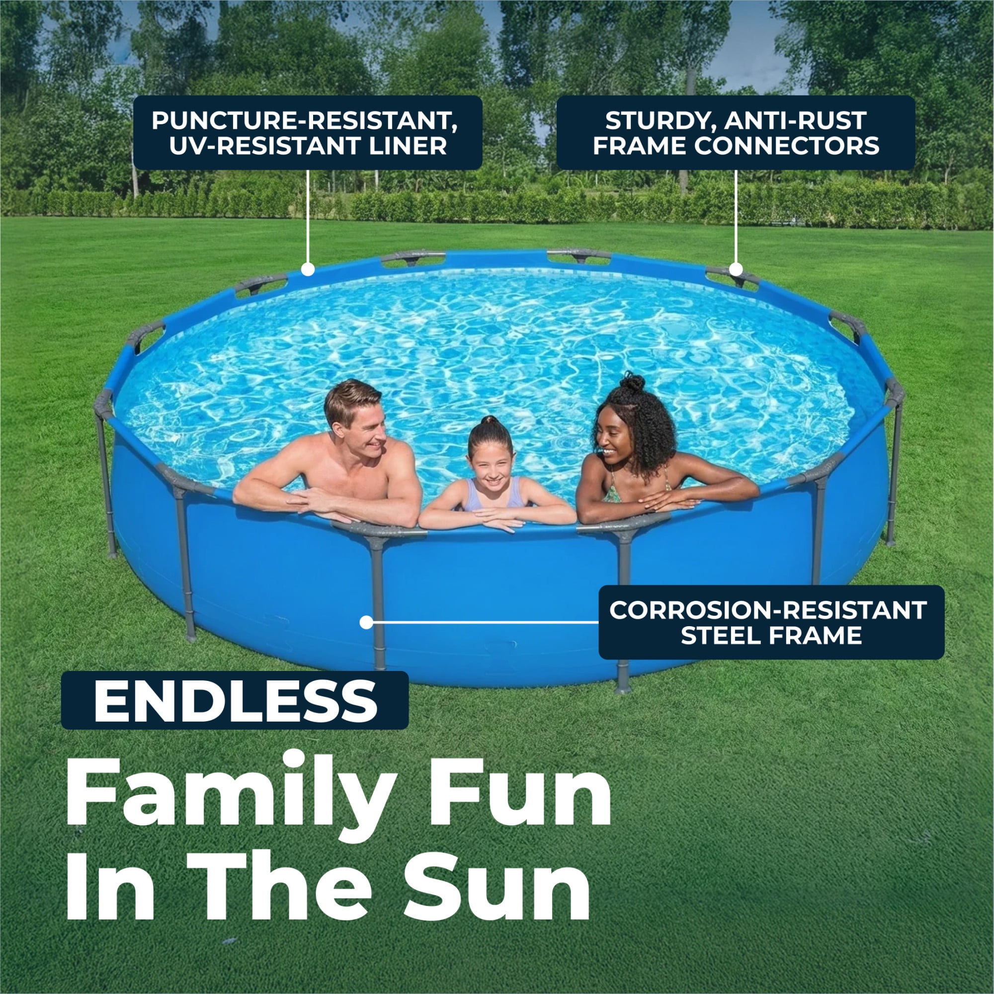 Bestway Steel Pro MAX 12’ x 30" Metal Frame Above Ground Pool, Blue, POOL ONLY