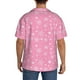 thumbnail image 3 of Balery Snowflake pink backgrounds Camisa Casual de Manga Corta con Botones para Hombre, Texturizada, Estilo Cubano, para Playa, Verano-Small, 3 of 5