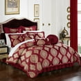thumbnail image 2 of Sisa 9 Piece Comforter Set Jacquard Scroll Faux Silk Bedding with Pleated Flange, 2 of 4