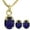 Blue, variant on Blue Oval Cubic Zirconia Mangalsutra Pendant Necklace and Earrings Jewelry Set for Women Brides Bridesmaids
