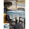 thumbnail image 5 of Outdoor Tablecloth with Umbrella Hole for Patio/Picnic/Party/Camping, Mountain Peak Waterproof Table Cloth Square Cover Washable, Blue Beige Mist Zen Modern Nature Fantasy (54"x 54"), 5 of 9