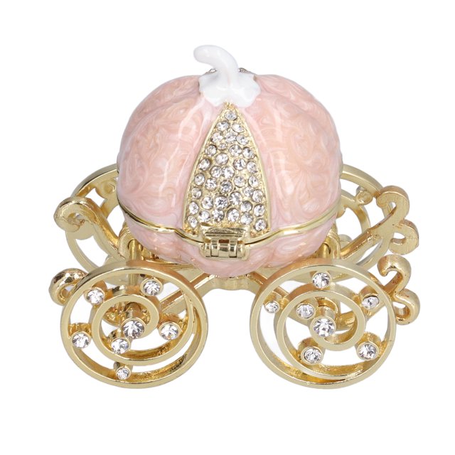 Jewelry Box,Jewelry Organizer White Golden Pumpkin Carriage Shape Rhinestone Storage Box for Jewelry Collection Table Decoration