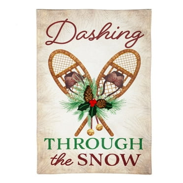 Dashing Through the Snow Garden Burlap Flag