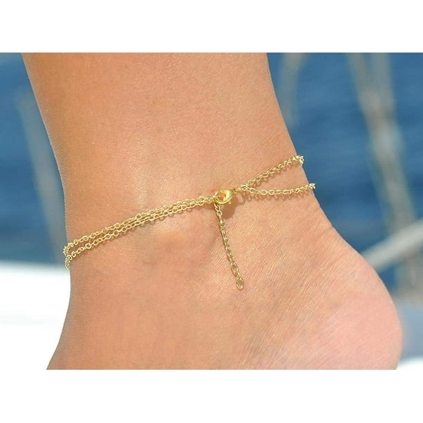 WEIS Gold Initial Anklet for Women Letter Ankle Bracelets for Teen Girls