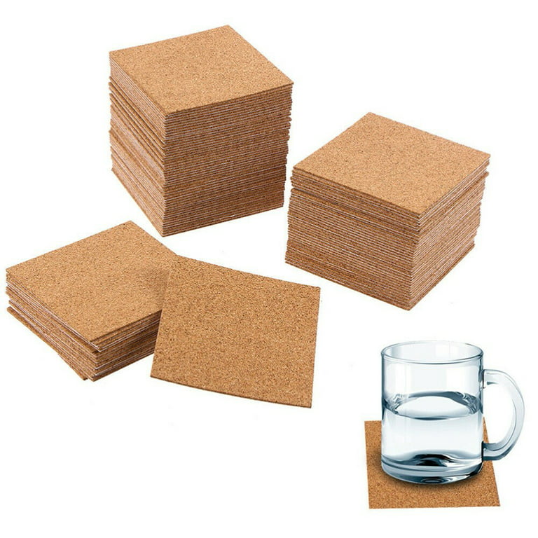 10-50pcs Cork Squares Round Tiles Cork Backing Sheets For Coasters Self- Adhesive