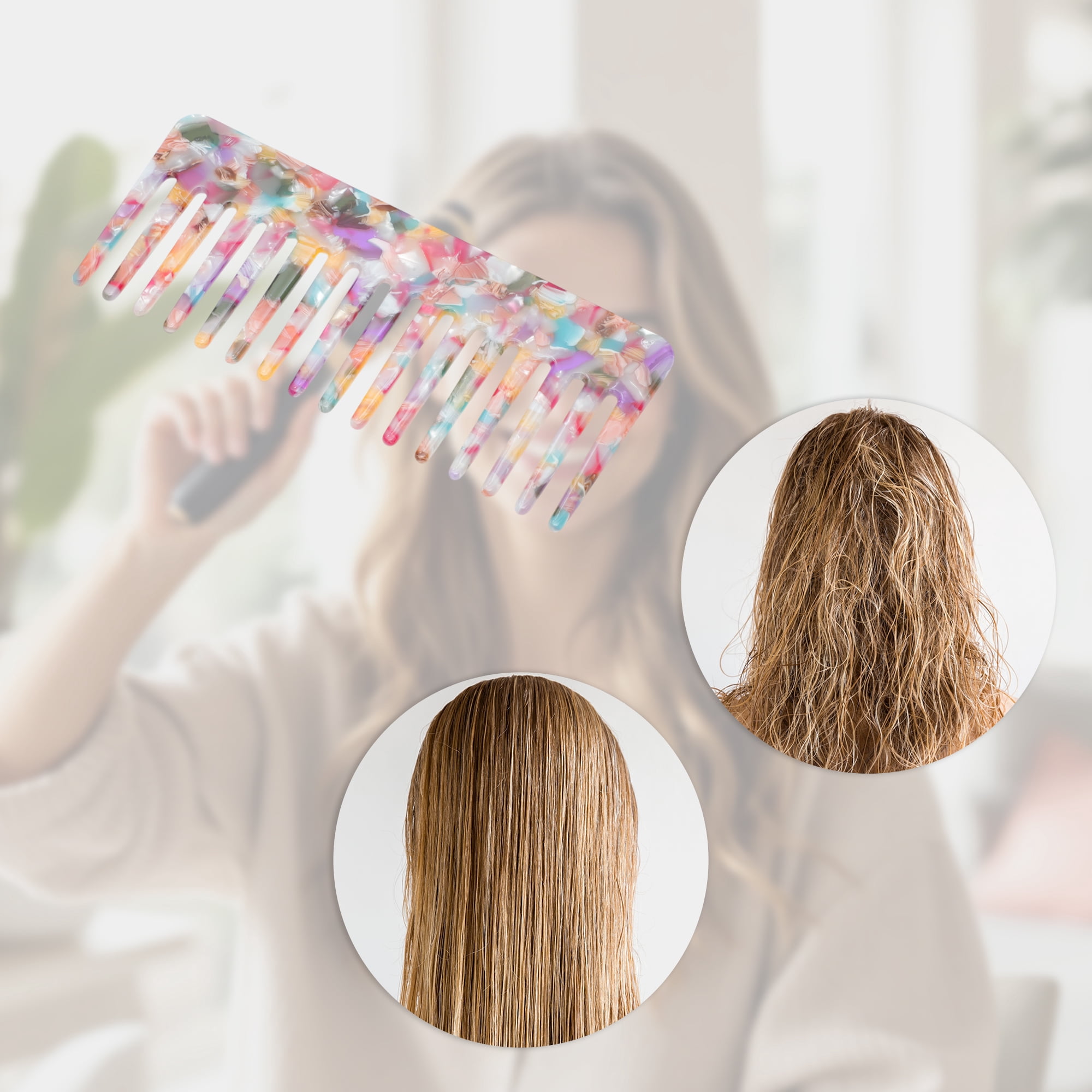 Unique Bargains 1 Pc Sixteen Tooth Rectangular Hair Comb for All Hair Types Colorful